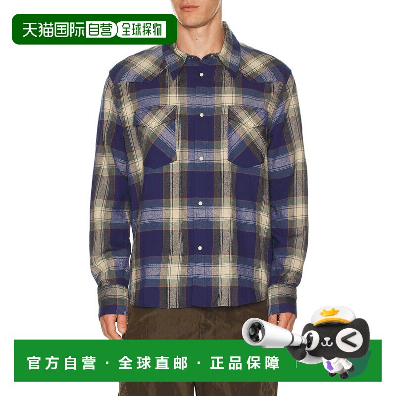 1h可退 香港直邮Visvim 维斯维木 男士 Four Corners 格纹长袖衬