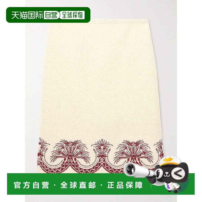 1h可退 香港直邮Etro 艾特罗 女士 刺绣羊毛花呢半身裙 WRFA0116A