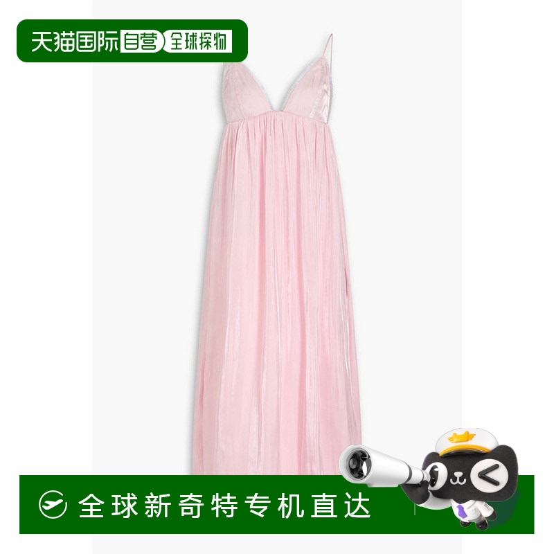 1h可退 香港直邮GANNI 甘尼 女士 磨破缎面斜纹布中长连衣裙 F949