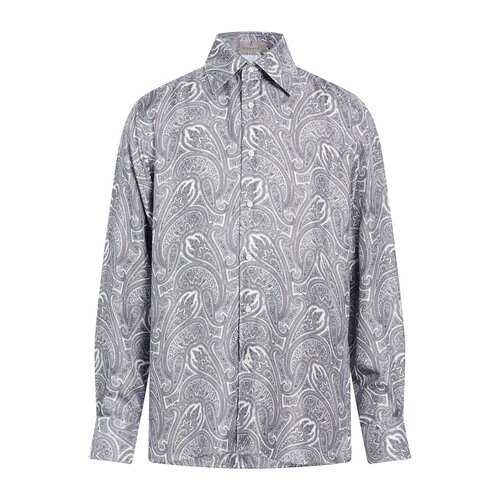 1h可退 香港直邮Canali 康钠丽 男士 花纹衬衫 grey灰色 舒适时尚