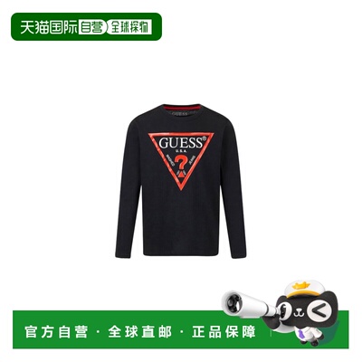 欧洲直邮Guess 男孩衣服 长袖T恤衫 黑色 冬天 MILLO