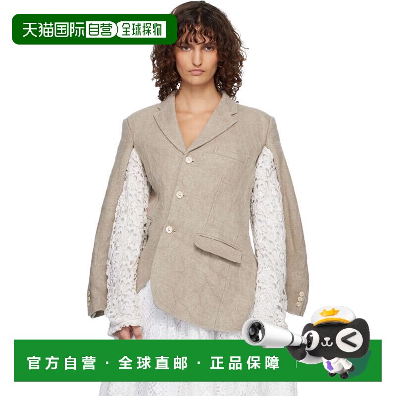 香港直邮comme des garcons 川久保玲 女士 驼色西装外套亚麻