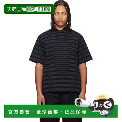 1h可退 香港直邮Sacai 男士 海军蓝 Horizontal Stripe 衬衫 2603