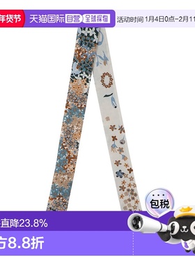 欧洲直邮LONGCHAMP/珑骧女士丝巾蓝色花卉图案时尚潮流配饰百搭