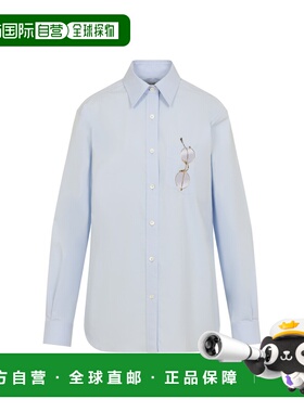 1h可退 香港直邮Moschino 莫斯奇诺 女士 FANTASY 蓝色棉质衬衫 2