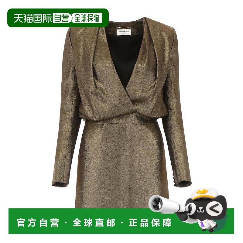 香港直邮Saint Laurent 深v领迷你连衣裙 523130Y519T