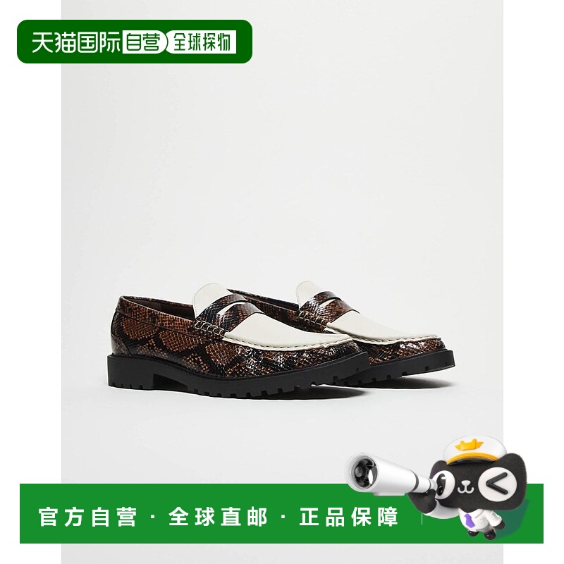 1h可退 香港直邮ASOS 男士 apron 设计人造棕色蛇纹撞色防滑鞋底