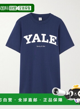 1h可退 香港直邮SPORTY & RICH 女士 Yale 印花棉针织T恤 TO04361