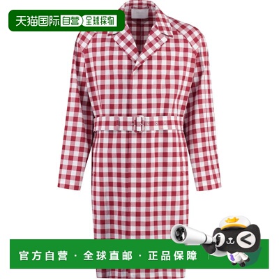 1h可退 香港直邮Prada 普拉达 男士 格纹印花束腰大衣 SGC215S231