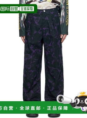香港直邮Burberry 巴宝莉 男士 紫色 & 绿色 Rose Print 长裤 807