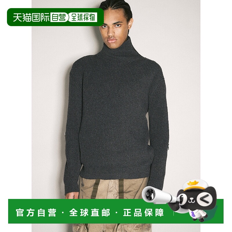 1h可退 香港直邮Y PROJECT 男士 拉链嵌饰针织衫 206SW008DARKGRE