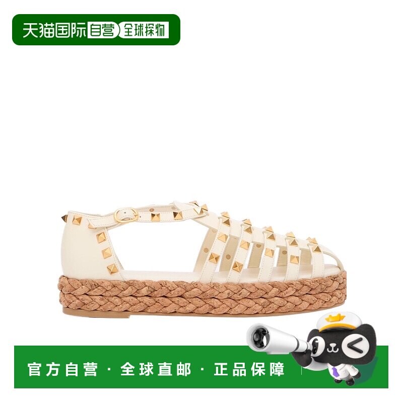 1h可退 香港直邮Valentino 铆钉设计草编鞋 WS0LP9CYP