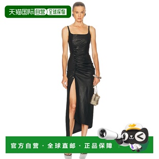 1h可退 香港直邮Rabanne 女士 皮革中长连衣裙 25AFRO129LB0068