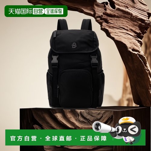 1h可退 香港直邮BOSS 波士 男士 黑色 Double B Monogram 双肩包
