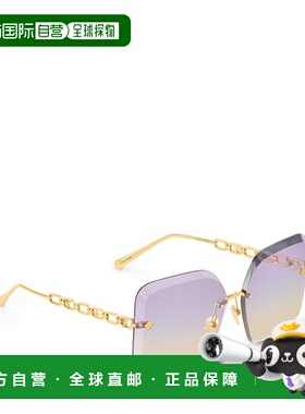 自营欧洲直邮LV路易威登 Jewel女士淡紫色金属方形太阳眼镜