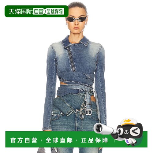 香港直邮Y PROJECT 女士 裹式合身牛仔布夹克 107JA002