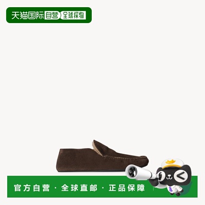 自营欧洲直邮THE ROW 女士棕色绒面小牛皮内衬羊毛乐福鞋单鞋