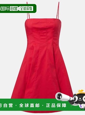 1h可退 香港直邮Staud 女士 Wylie 棉质迷你连衣裙 red红色 舒适