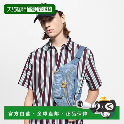 自营1h可退 欧洲直邮LV/路易威登 ceinture Rush男士牛仔蓝帆布腰