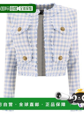 1h可退 香港直邮Balmain 巴尔曼 女士 格纹短款休闲外套 CF1SK595
