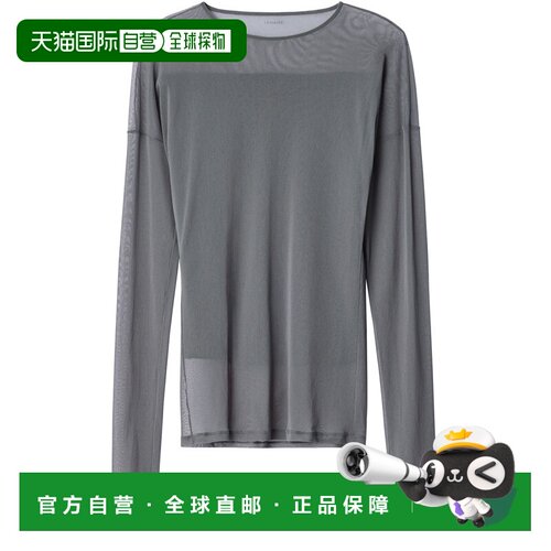 自营欧洲直邮LEMAIRE 女士钢灰色聚酰胺圆领低肩长袖上衣
