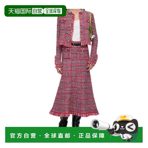 Self-Portrait 格纹毛边针织中长裙 AW26146MSK半【付后1h可退】