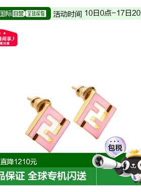 1h可退 香港直邮Fendi FF图案耳钉 8AL294TL9配饰