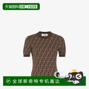 欧洲直邮FENDI女士毛衣长款 圆领纯色保暖女装 上装