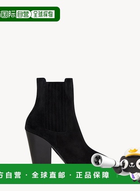 自营欧洲直邮YSL圣罗兰 THEO系列女士小牛皮尖头靴子黑色短靴