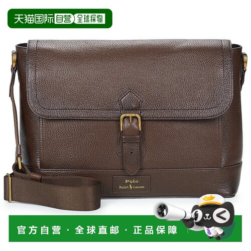 欧洲直邮Polo Ralph Lauren拉夫劳伦包男休闲单肩斜挎包棕色MESSE
