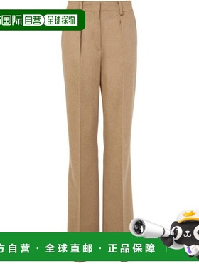 自营欧洲直邮MAXMARA麦丝玛拉 Carbone女士驼色驼毛微喇拉链直筒