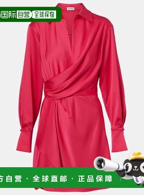 1h可退 香港直邮Simkhai 女士 Talit 垂褶缎面缠绕式连衣裙