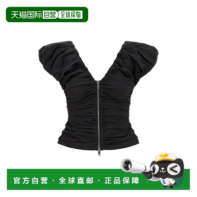 1h可退 香港直邮GANNI 甘尼 女士 'Black Ruched' 上衣 A10400710