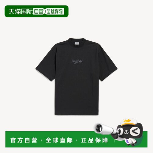 自营欧洲直邮Balenciaga巴黎世家 Sketchy Fit男士黑色棉质印花T