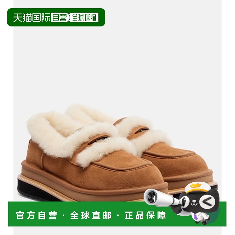 香港直邮Sacai 女士 x UGG 绒面革毛羊皮乐福鞋 brown棕色 舒适时