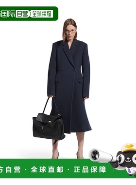 欧洲直邮BALENCIAGA (2025) 女士海军蓝 Midi Godet 大衣