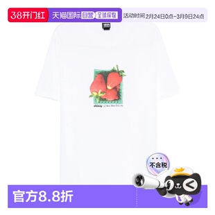 Stussy BERRIES TEE 草莓印花图案罗纹圆领短袖T恤 男女同款