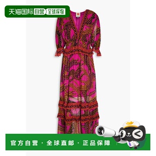 香港直邮FARM 连衣裙 RIO 荷叶边印花乔其纱长款 3122 女士 1h可退