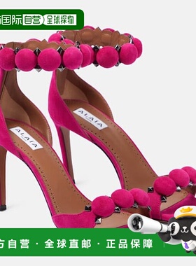 香港直邮Alaia 女士 La Bombe 绒面革凉鞋 pink粉色 舒适时尚高跟