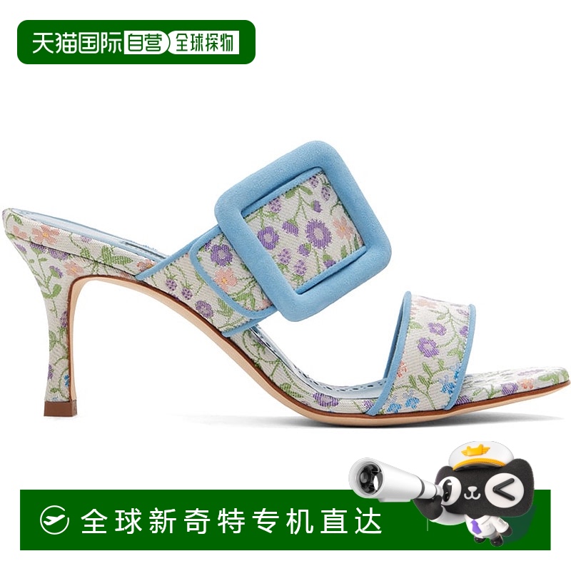香港直邮MANOLO BLAHNIK 莫罗 伯拉尼克 女士 蓝色 & 白色 Gable