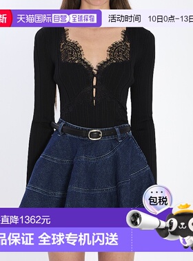 1h可退 香港直邮Self-Portrait 女士 蕾丝针织上衣 RS26176TBBLAC