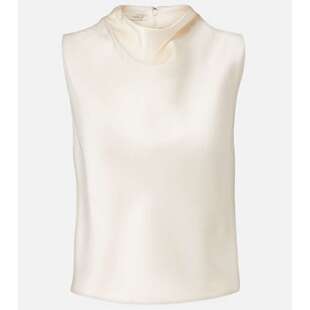 舒适时尚 香港直邮VINCE white白色 缎面上衣 女士 短款