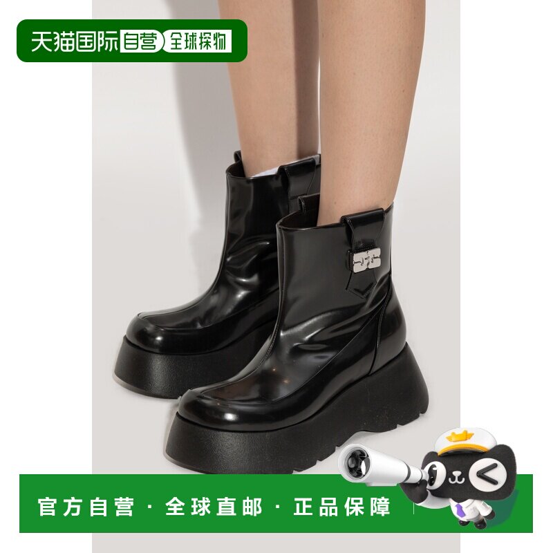 香港直邮GANNI 女士高跟鞋 S31355971099 AW2025 黑色 'Kat' ankl