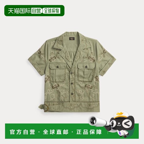 自营欧洲直邮Ralph Lauren拉夫劳伦 女士棉质斜纹布刺绣衬衫