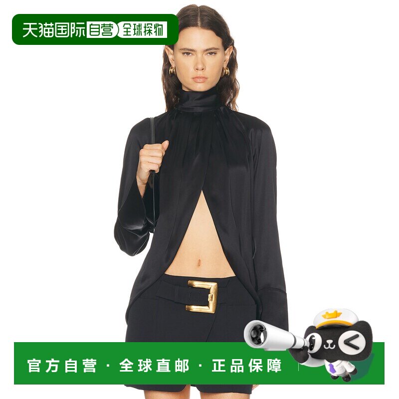1h可退 美国直邮Balmain 巴尔曼 女士 垂褶真丝衫 GF1IL150SE95