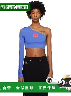 1h可退 香港直邮versace 范思哲 女士 蓝色单肩长袖 T恤 E74HAM24