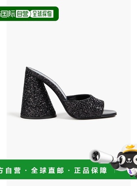 香港直邮The Attico 女士 Luz 亮片皮质凉拖 231WS502G001100BLAC