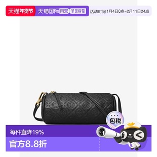 TORY BURCH汤丽柏琦 T Monogram经典图案印花圆筒包单肩包