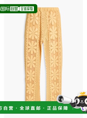 香港直邮Sandro 女士 凸纹花边蕾丝直筒裤 SFPPA01692JAUNE