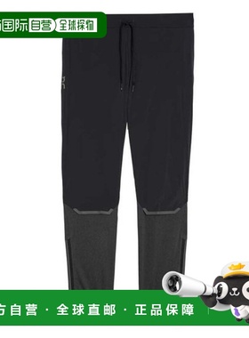 自营欧洲直邮ON昂跑 WEATHER男士黑色再生锦纶跑步长裤